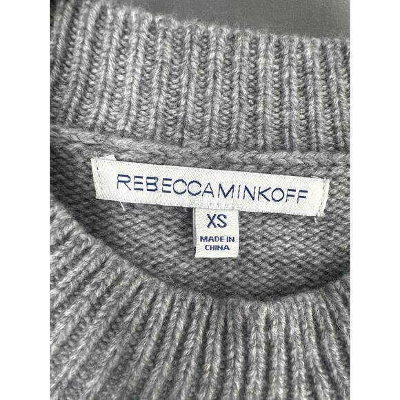 Rebecca Minkoff Sweater Womens XS Gray Studded Cashmere Wool Pullover Cozy - Picture 2 of 8